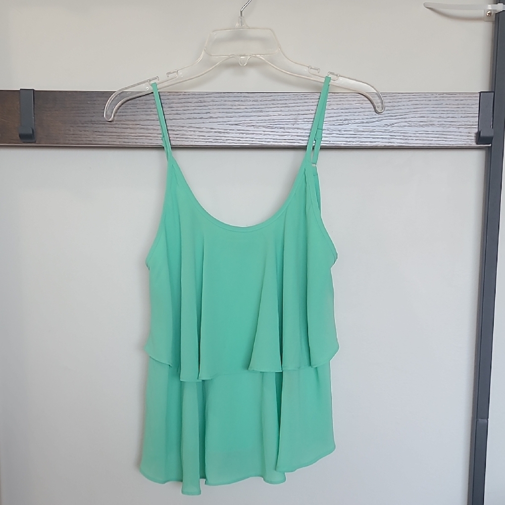Mint Green Women's Tank Y2K Flowy Tiered Hilary duff Lindsay Lohan Classic 90s